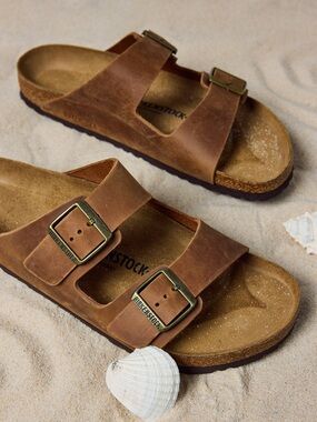 NWT Birkenstock Women's Arizona Oiled Leather Sandals in Cognac Oiled Leather